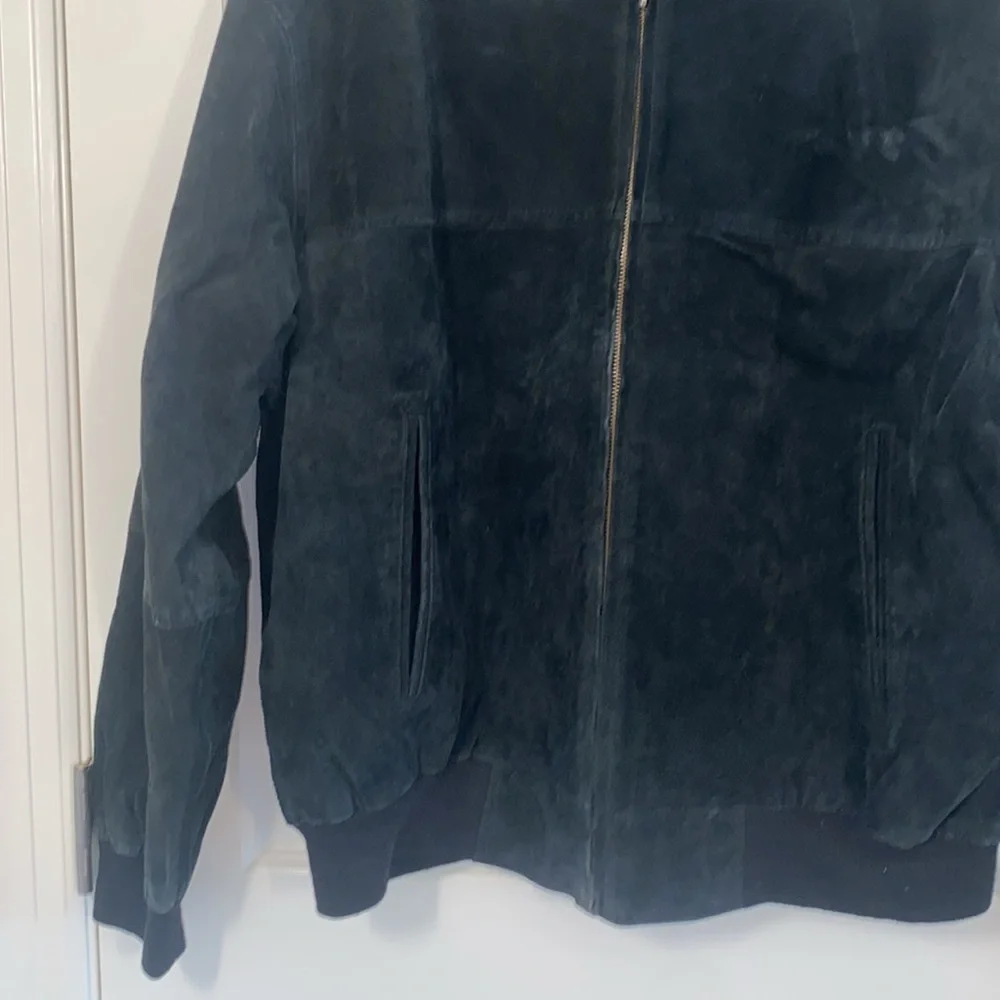 Men's Vintage Black Suede Bomber Jacket size XL